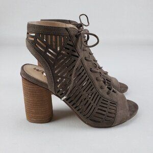 Sam Edelman Rocco Lasercut Sandals Brown Womens 7.5 Lace Up Open Toe Heels
